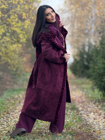 Haina din blana naturala si detalii animal print [4]