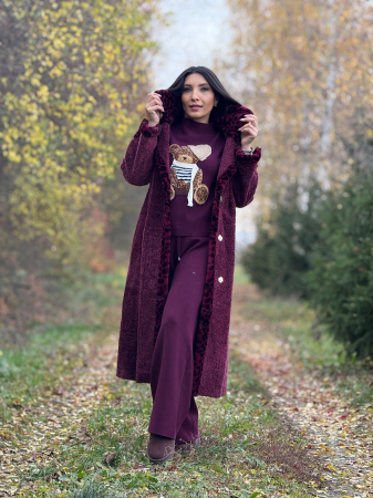 Haina din blana naturala si detalii animal print [7]