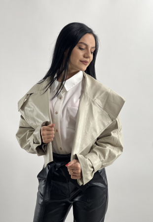 Promotii - Jacheta bej din piele ecologica