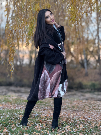 Jacheta cu fermoar si imprimeu frunze [3]