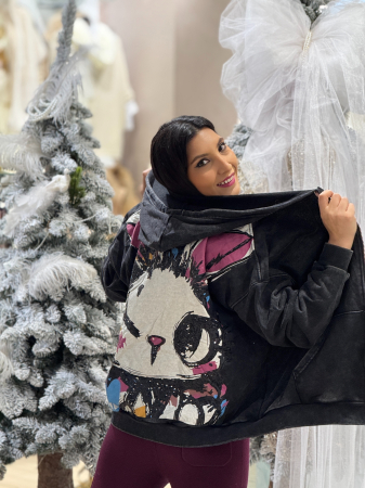 Jacheta cu fermoar si print iepure [2]