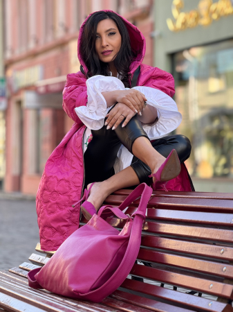 Jachetă damă cu croială lejeră cu glugă și model matlasat cu motive florale reliefate [6]