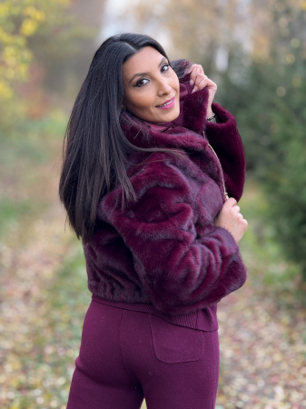 Jacheta din blana cu gluga si fermoar [7]