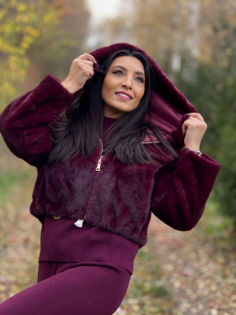 Jacheta din blana cu gluga si fermoar [4]