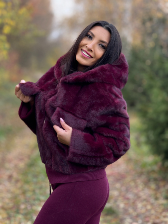 Jacheta din blana cu gluga si fermoar [6]