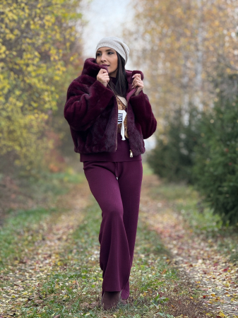 Jacheta din blana cu gluga si fermoar [8]