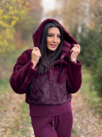 Jacheta din blana cu gluga si fermoar [5]