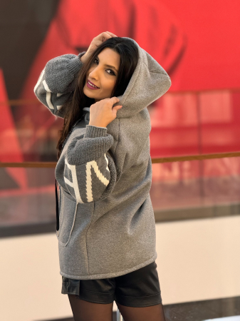 Jacheta din bumbac cu maneci tricotate [1]