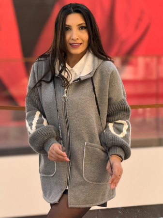 Jacheta din bumbac cu maneci tricotate [3]