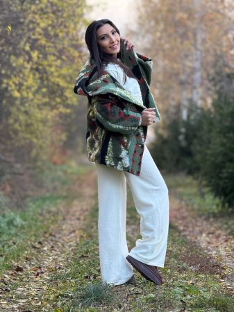 Jacheta din material texturat cu buzunare si nasturi [2]