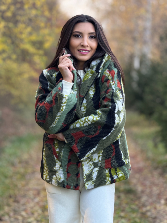 Promotii - Jacheta din material texturat cu buzunare si nasturi