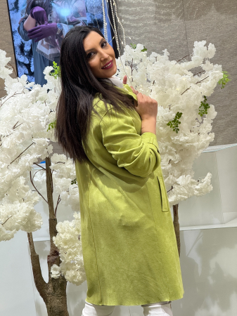 Jacheta din piele intoarsa cu revere si buzunare [4]