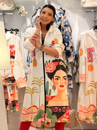 Jacheta lunga cu fermoar cu imprimeu Frida [5]