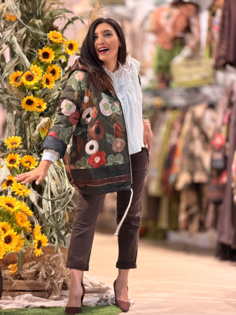 Jacheta matlasata cu imprimeu floral si gluga [4]