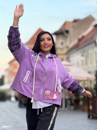 Jacheta mov Disney cu maneca cu patratele [6]