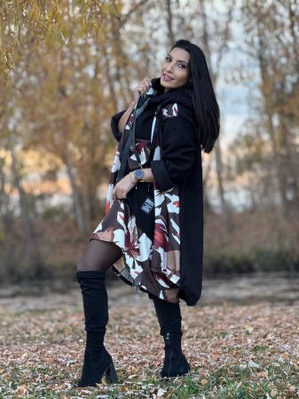 Jacheta oversize cu imprimeu floral si buzunar cu fermoar [2]