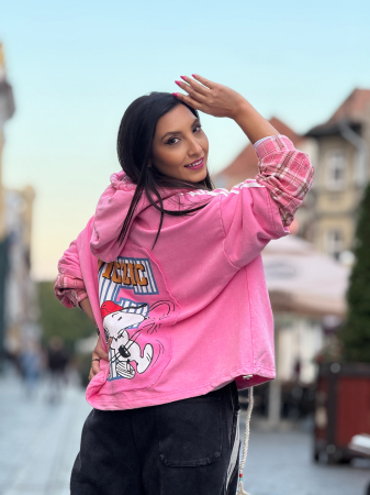 Jacheta roz Disney cu maneca cu patratele [4]