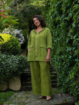 Noutati - Jacheta urban chic cu gluga verde olive
