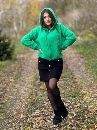 Jacheta verde cu gluga din mohair [1]