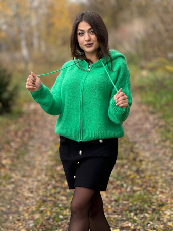 Jacheta verde cu gluga din mohair [2]
