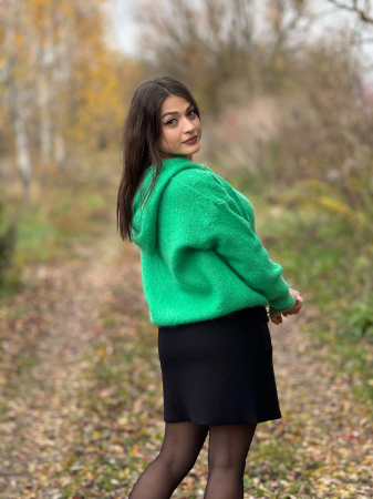 Jacheta verde cu gluga din mohair [4]