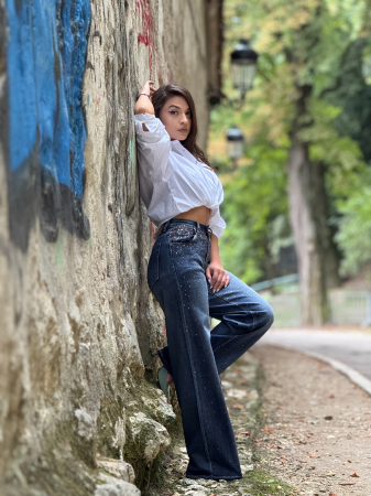 Pantaloni - Jeans cu detalii stralucitoare