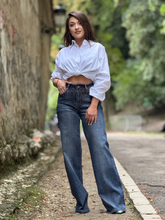 Pantaloni - Jeans cu strasuri in degrade