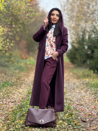 Palton cu gluga bordo [5]