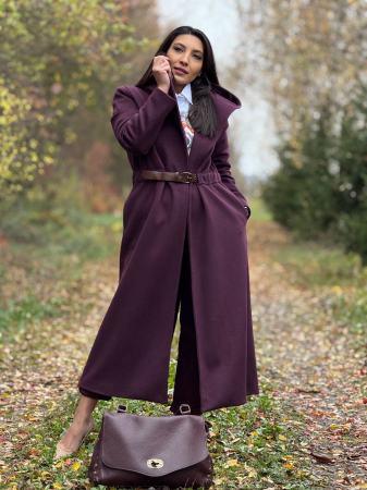 Palton cu gluga bordo [6]