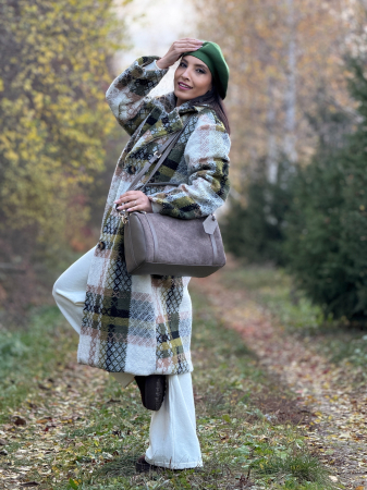 Palton elegant in carouri, cu nasturi si buzunare laterale [3]