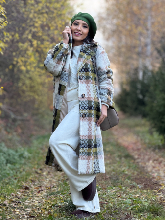 Palton elegant in carouri, cu nasturi si buzunare laterale [2]