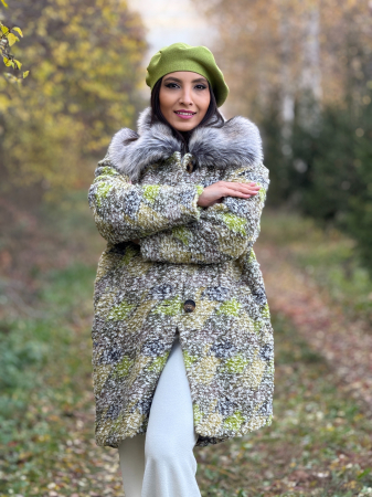 Palton modern cu guler amplu din blana si nasturi [7]