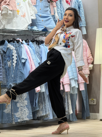 Pantaloni casual cu croiala conica [2]