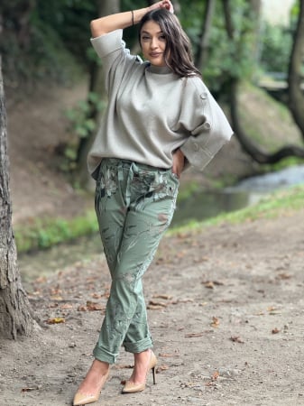 Pantaloni - Pantaloni casual cu imprimeu floral