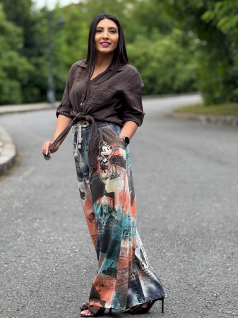 Pantaloni colorati cu imprimeu Mickey Mouse [5]