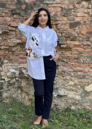 Pantaloni - Pantaloni cu dungi aurii la buzunare