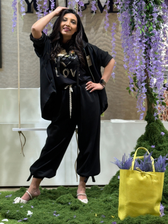 Pantaloni cu snur in talie si fundita legata la glezna [2]