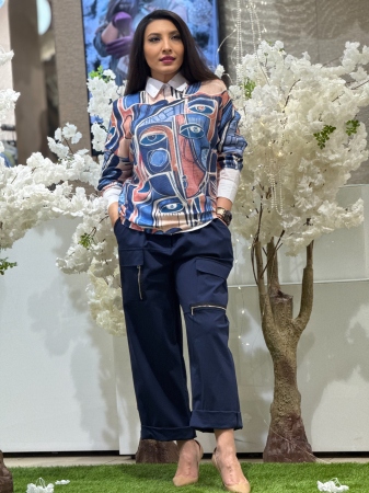 Pantaloni cu talie elastica si buzunare cargo [2]