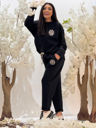 Imbracaminte de dama - Pantaloni din bumbac cu elastic in talie