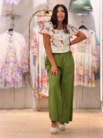 Pantaloni din bumbac cu esarfa [2]
