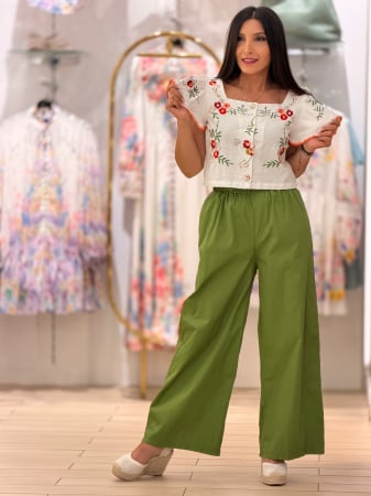 Colectia NOUA - Pantaloni din bumbac cu esarfa