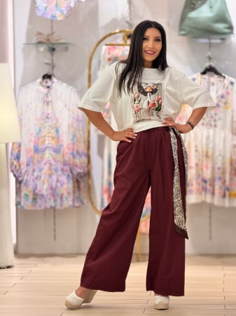 Colectia NOUA - Pantaloni din bumbac cu esarfa