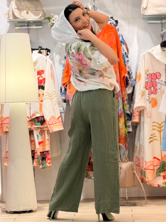 Pantaloni din in cu snur [4]