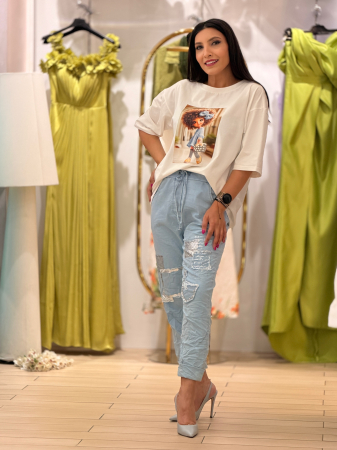 Pantaloni din jeans cu detalii argintii [2]