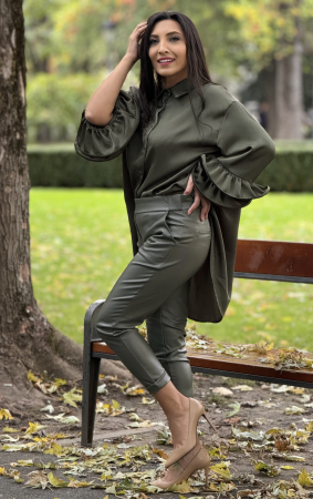 Pantaloni - Pantaloni din piele ecologica