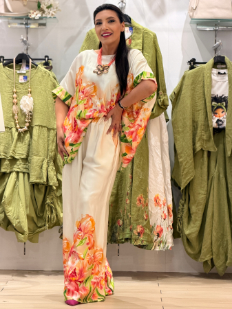 Pantaloni din vascoza cu imprimeu flori rosii [2]