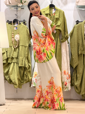 Pantaloni din vascoza cu imprimeu flori rosii [4]