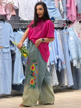 Pantaloni evazati cu broderie [4]