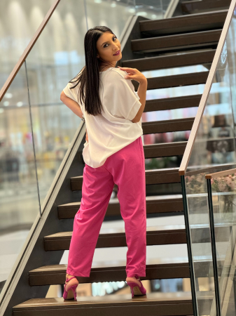 Pantaloni fucsia cu talie elastica [3]