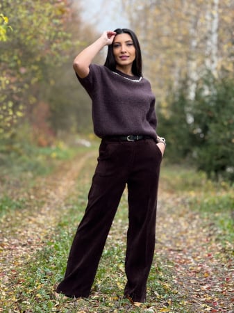 Noutati - Pantaloni maro din catifea